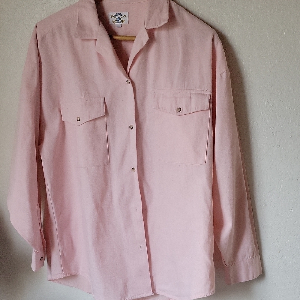 U.S. Polo Assn.Vintage Women's Shirt Long Sleeve Pink 100% Cotton Size L